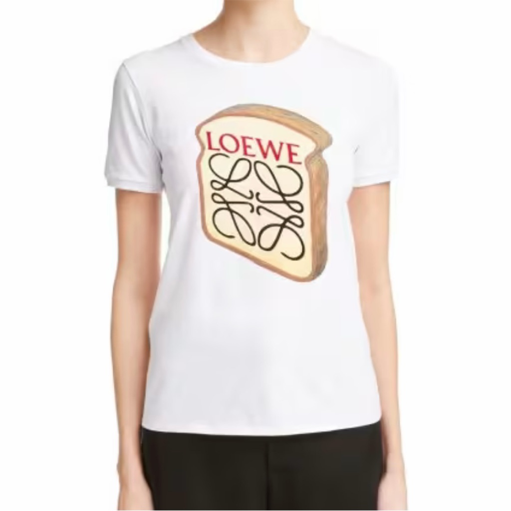 Loewe Bread Toast Slice Print T Shirt Tee Top White Cotton Logo Anagram M